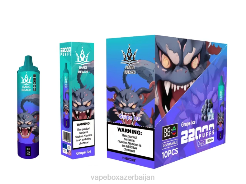 E-Juice Vape - Bang Beach 22000 Puffs Smart Screen Grape Ice 20B619