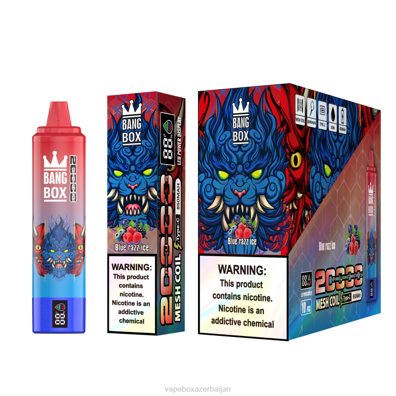 E-Juice Vape - Bang Box 20000 Puffs Smart Screen Blue Razz Ice 20B659