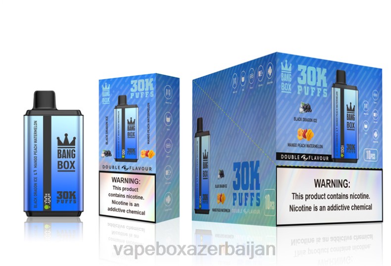 Vape Azerbaijan - Bang Box 30000 Puffs Dual Flavors Black Dragon Ice & Mango Peach Watermelon 20B671