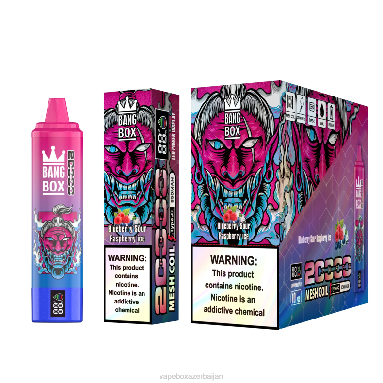 Vape Baku - Bang Box 20000 Puffs Smart Screen Blueberry Sour Raspberry Ice 20B655