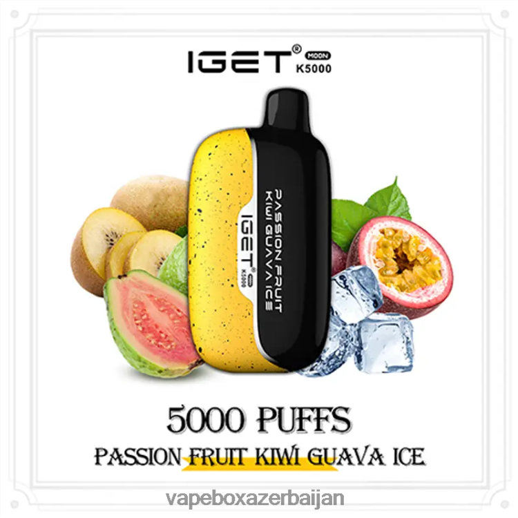 Vape Box Azerbaijan - IGET Moon K5000 F66X0P2 Passion Fruit Kiwi Guava Ice