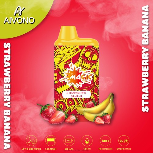Vape Smoke - Aivono AIM MAGIC 5800 Mouth Box Cigarette Strawberry Banana 4PNJ93
